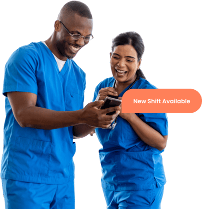 Healthcare workers on the phone accepting BookJane shift Healthcare workers on the phone accepting BookJane shift