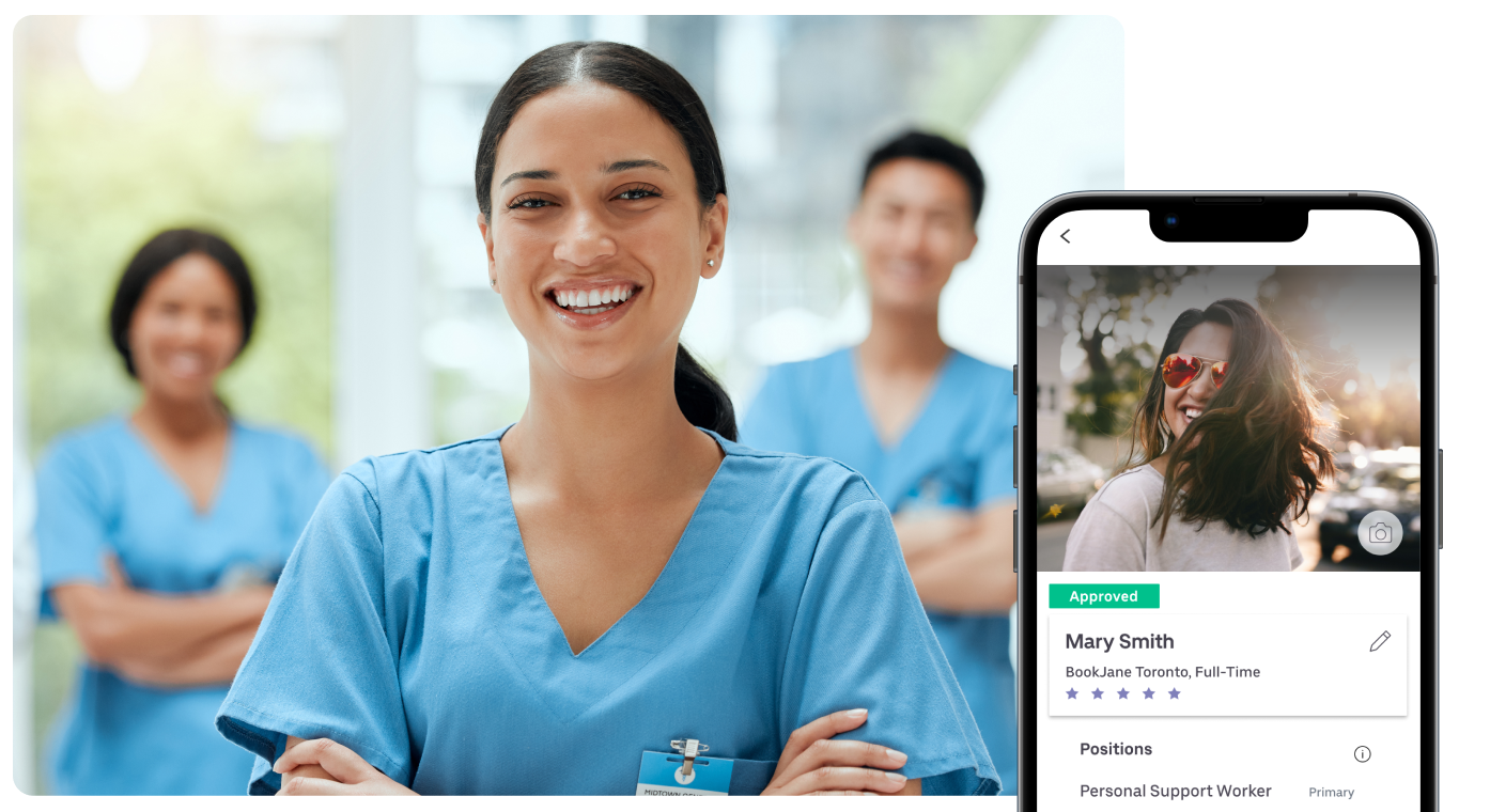 Smiling Nurse and BookJane app