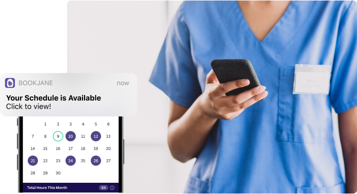 Healthcare worker viewing thier BookJane schedule
